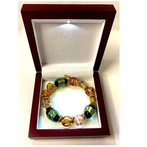 Thomas Kinkade Painter of Light Colors of Venice Signed Art Glass Bracelet